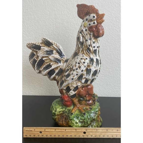 Ceramic Rooster - Colorful Chicken Rooster Figurine Farm Country Decoration - Picture 8 of 9
